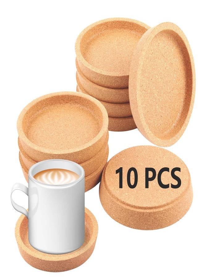 Anpuimult 10 Pcs Cork Coasters with Lip,Protect Your Table from Beverage Leak-Proof Cork Cup Holder Bulk,Non-Slip, Heat-Resistant,Absorbent and Reusable Coasters for Drinks - Image 1